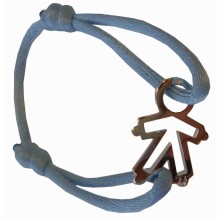 Bracelet cordon papa bleu clair silhouette ajourée Petit Garçon 36 mm (argent 925°)  par Loupidou