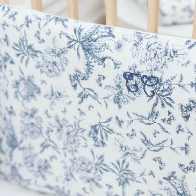 Tour de lit adaptable Toile de Jouy bleu