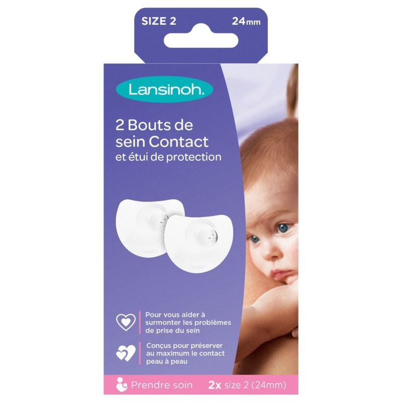 Lot de 2 bouts de sein contact T2 (24 mm) Lansinoh Packaging 8