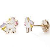 Boucles d'oreilles Licorne laquée (or jaune 375°)