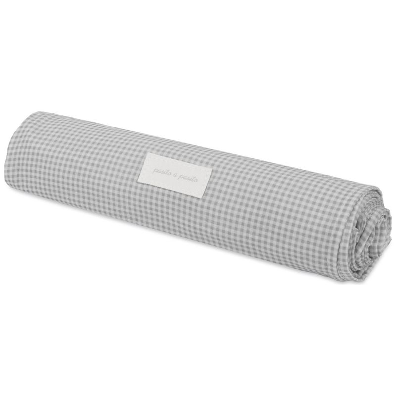 Drap housse pour nacelle et Lange Little Bloom Vichy Gris Pasito a pasito Produit 1