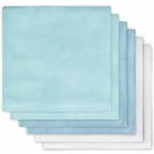 Lot de 6 langes blanc, vert d'eau, bleu (70 x 70 cm)  par Jollein