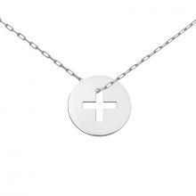Mini bijou croix grecque sur chaîne (or blanc 18 carats)  par Maison La Couronne