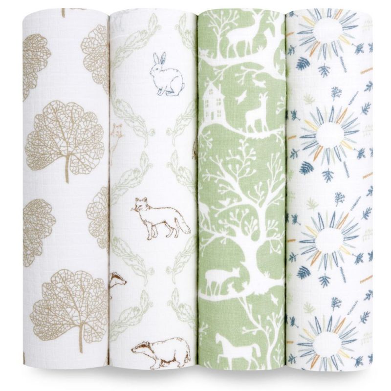 Lot de 4 langes en coton essentials harmony (112 x 112 cm) aden + anais