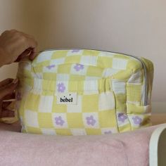 Trousse de toilette Comme un bonbon Romy damier jaune - BEBEL