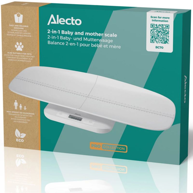 Pèse-bébé numérique avec plateau amovible Alecto Packaging 8
