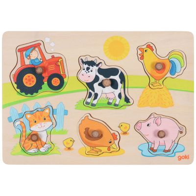 Puzzle à encastrements en bois À la ferme (6 pièces)