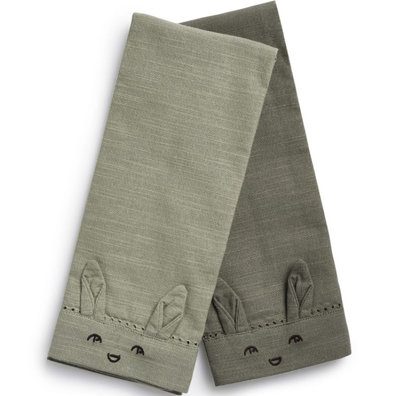 Lot de 2 serviettes en coton Mineral Green Elodie Details