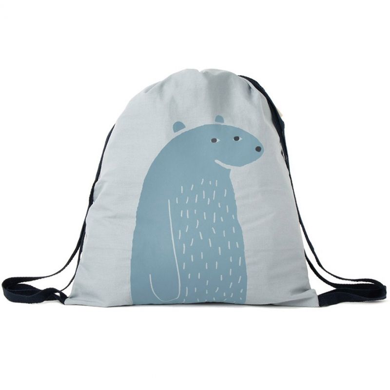Sac à ficelles hydrofuge ours bleu Jon & June Nobodinoz