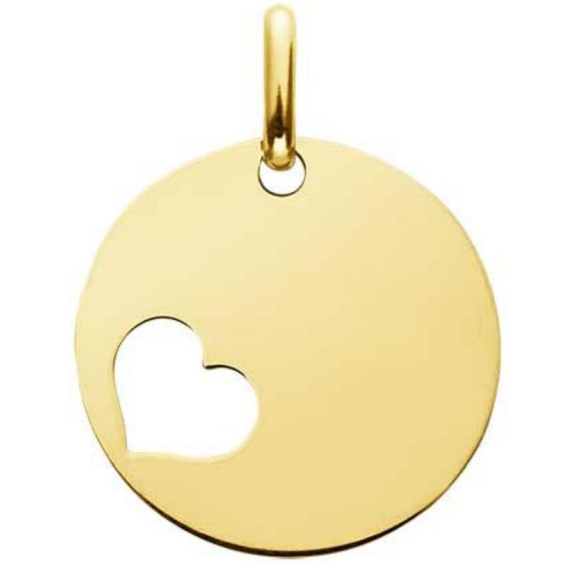 Pendentif rond coeur ajouré (or jaune 18 carats) Maison Augis