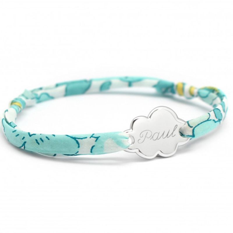 Bracelet cordon liberty nuage personnalisable (argent 925°) Petits trésors
