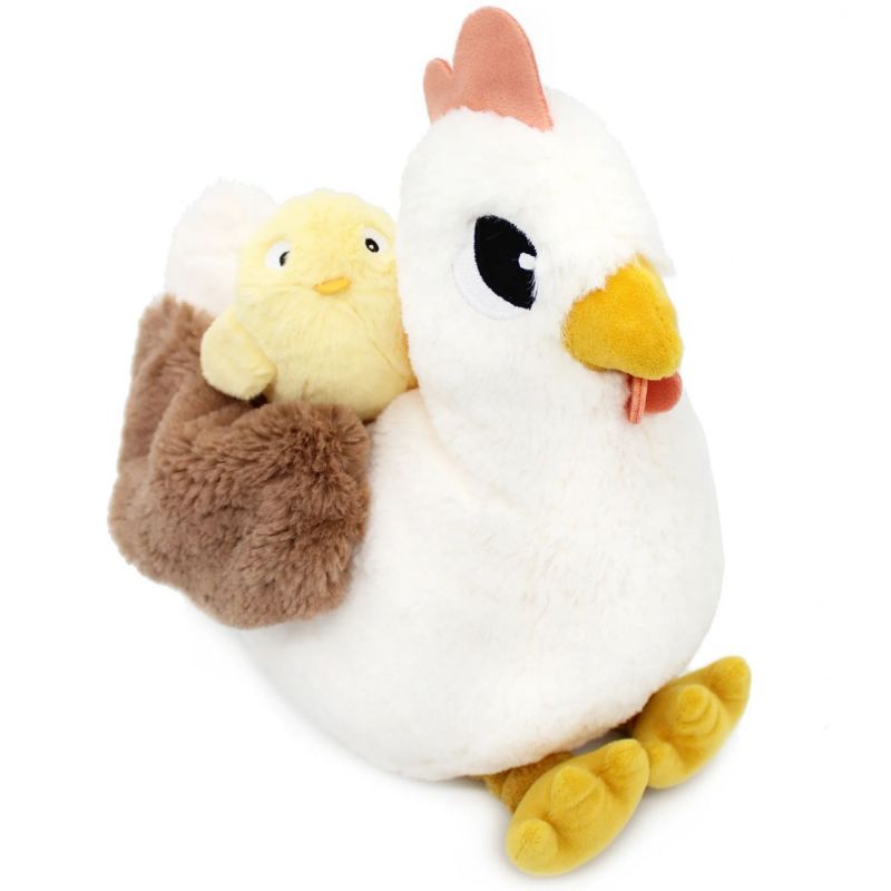Peluche Poule maman et bébé Les Ptipotos Blanc (32 cm) Les Déglingos Produit 4