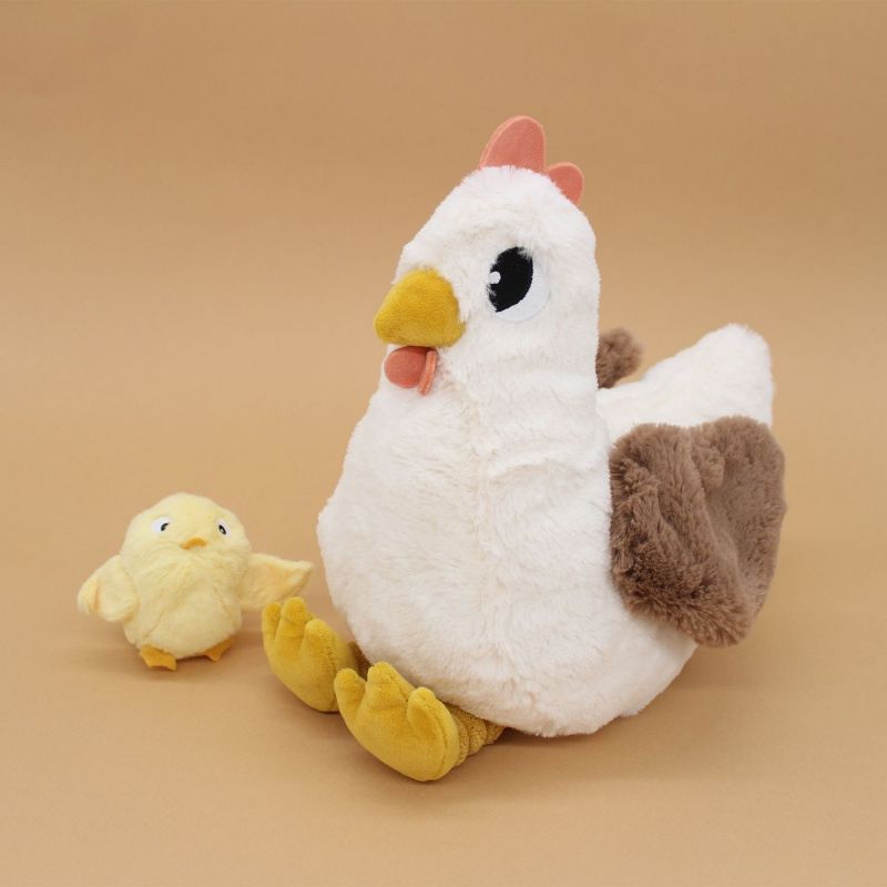 Peluche Poule maman et bébé Les Ptipotos Blanc (32 cm) Les Déglingos Ambiance 8