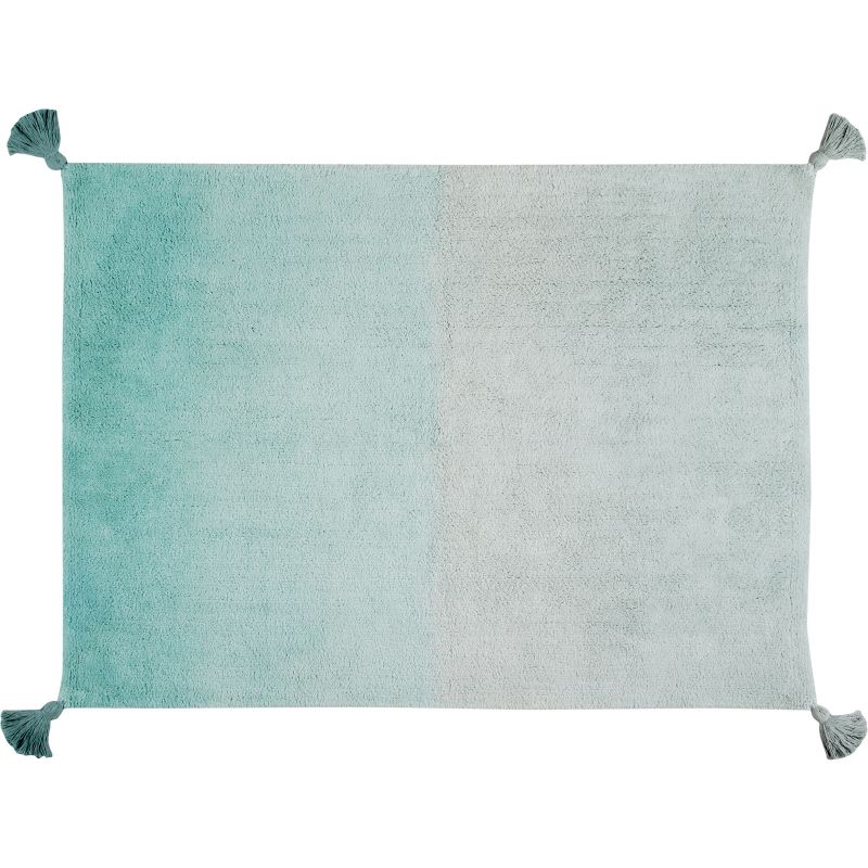 Tapis lavable dégradé avec pompons vert émeraude menthe (120 x 160 cm) Lorena Canals