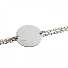 Bracelet empreinte gourmette double chaîne 14 cm (or blanc 750°)   par Les Empreintes