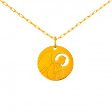 Collier chaîne 40 cm médaille Esquisses Mini Ange de l'Annonciation 10 mm (or jaune 750°)  par Maison La Couronne