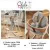 Pack 1 chaise Tibu White + 1 baby set + 1 tablette + 1 coussin Farrow  par Charlie Crane