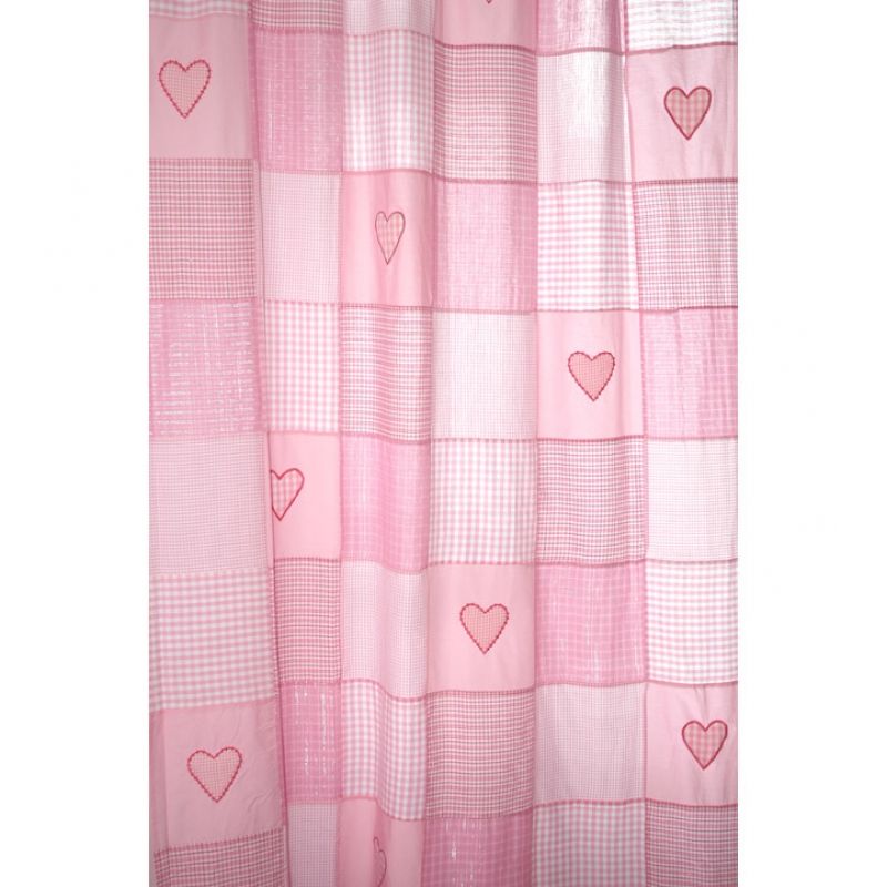 Rideau Coeur patchwork rose (145 x 280 cm) Taftan