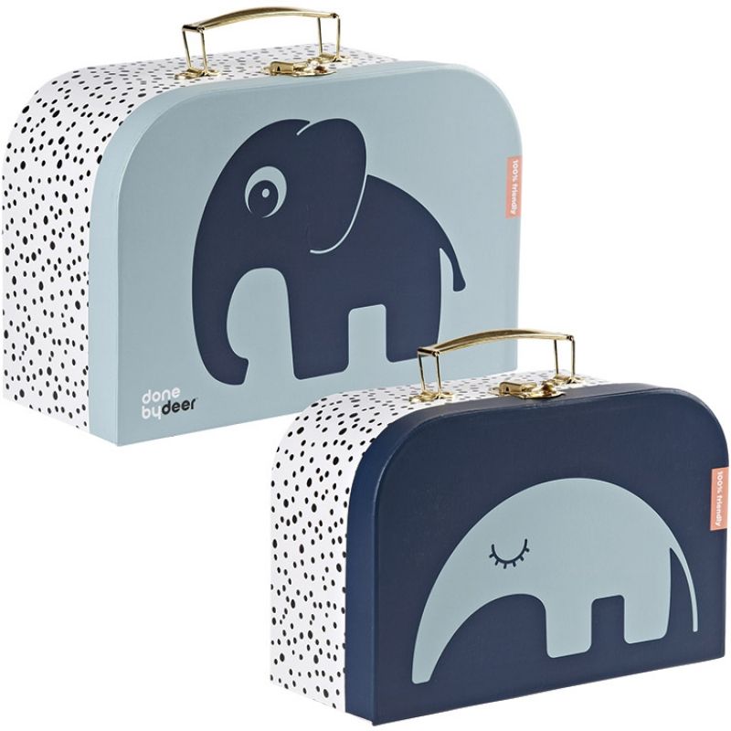 Set de 2 valisettes décoratives bleu Done by Deer