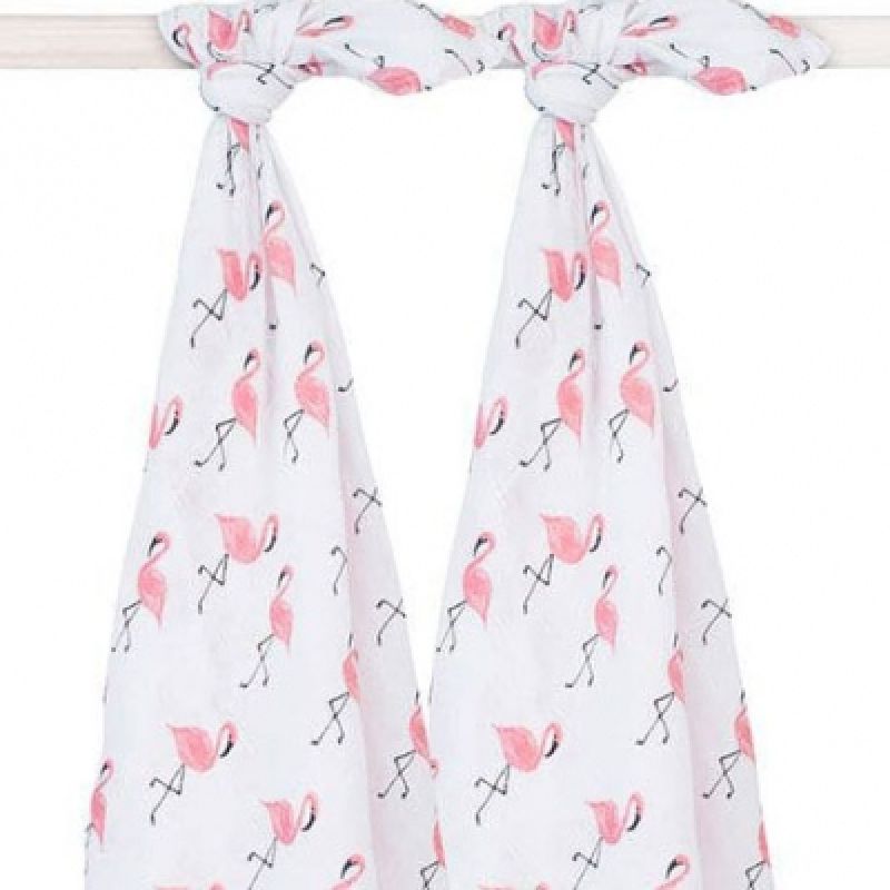 Lot de 2 maxi langes hydrophiles Flamant rose (115 x 115 cm) Jollein