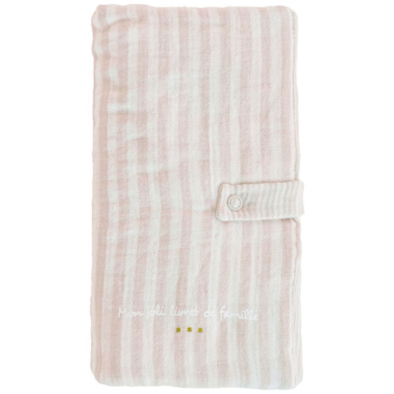 Protège-livret de famille en gaze de coton rayé galet avec poche photo BB & Co Produit 1