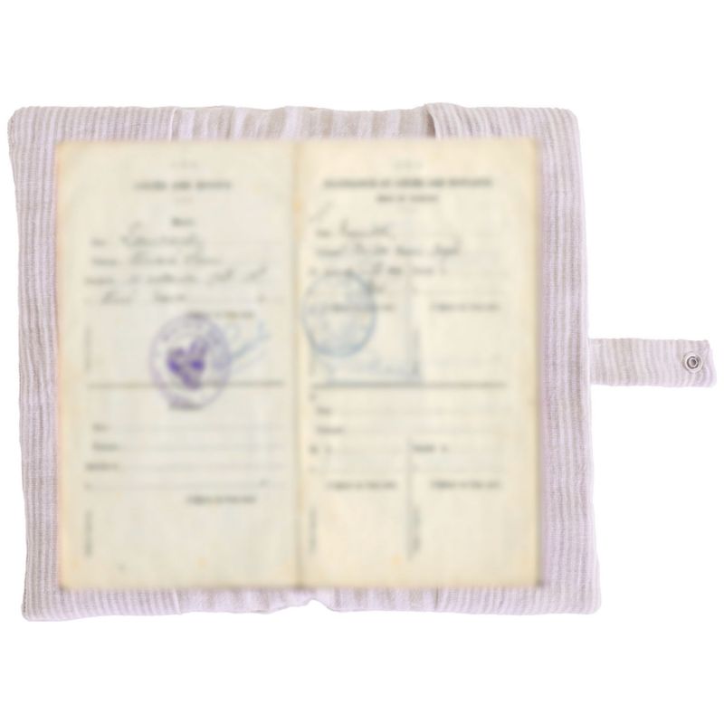 Protège-livret de famille en gaze de coton rayé galet avec poche photo BB & Co Produit 2