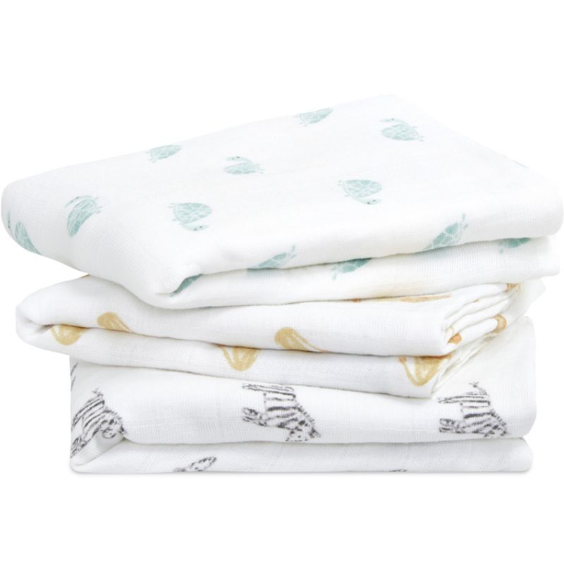 Lot de 3 langes Musy en coton bio Animal Kingdom (70 x 70 cm) aden + anais