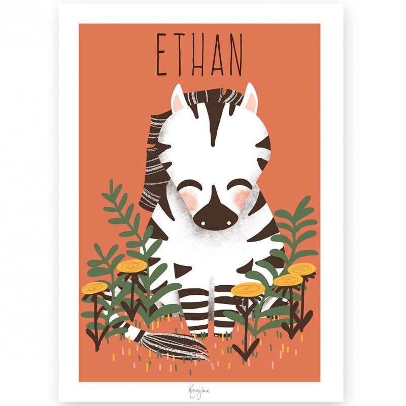 Affiche A3 Les Animignons le zèbre (personnalisable) Kanzilue