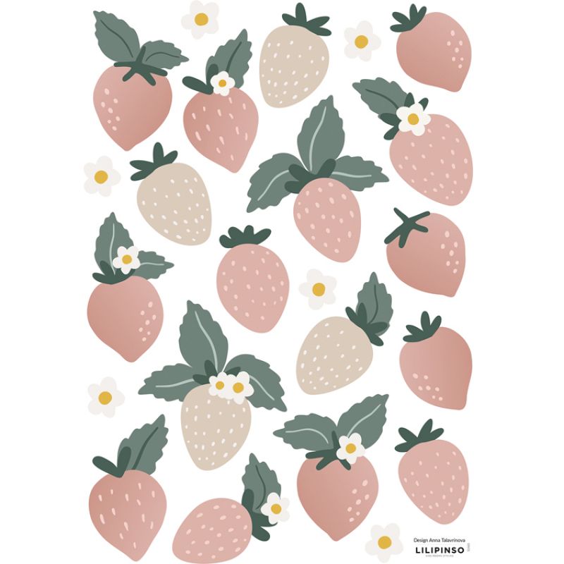 Planche de stickers A3 fraises Strawberries Lilipinso