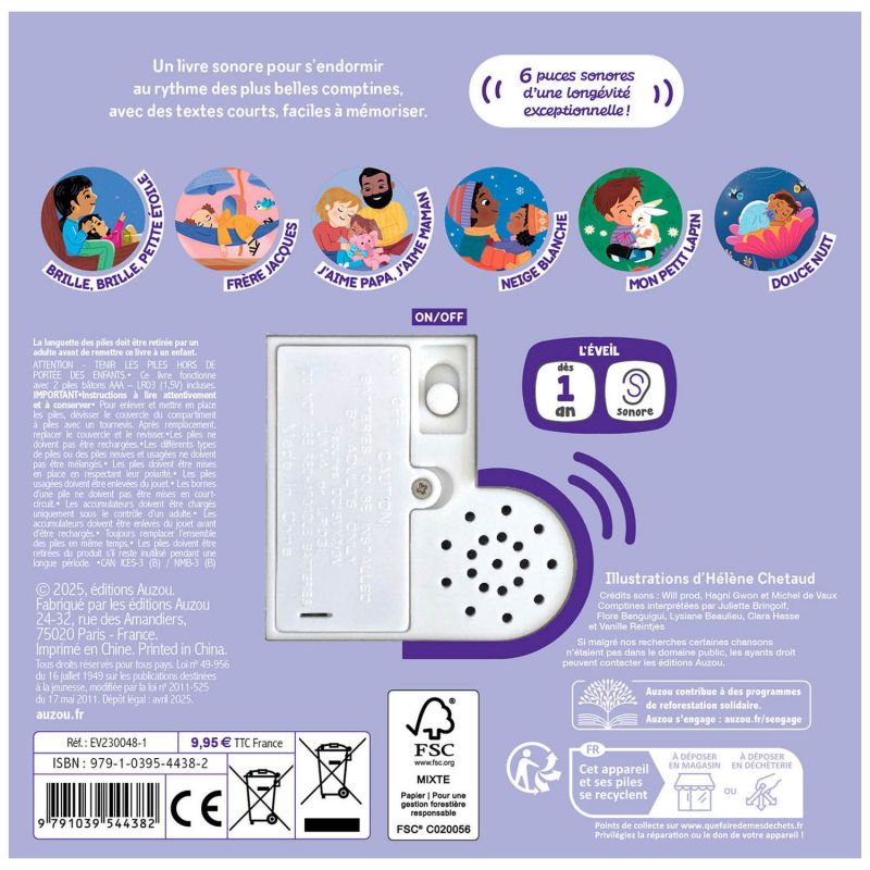 Livre sonore Mes premiers sonores Mes comptines pour faire dodo Auzou Editions Produit 4