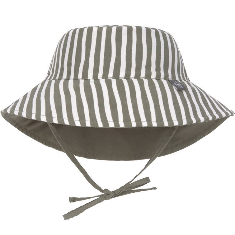 Chapeau anti-UV réversible rayé olive (3-6 mois) Lässig