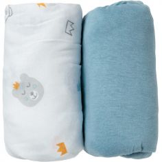 Lot De 2 Draps Housse Terracotta Et Blanc 60 X 1 Cm
