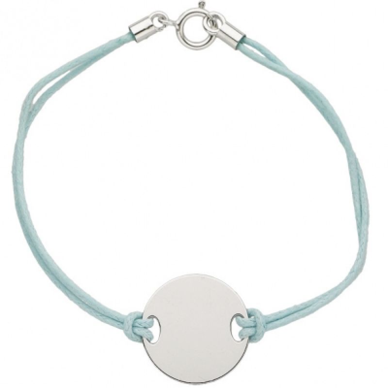 Bracelet cordon Plaque unie (or blanc 750°) Berceau magique bijoux