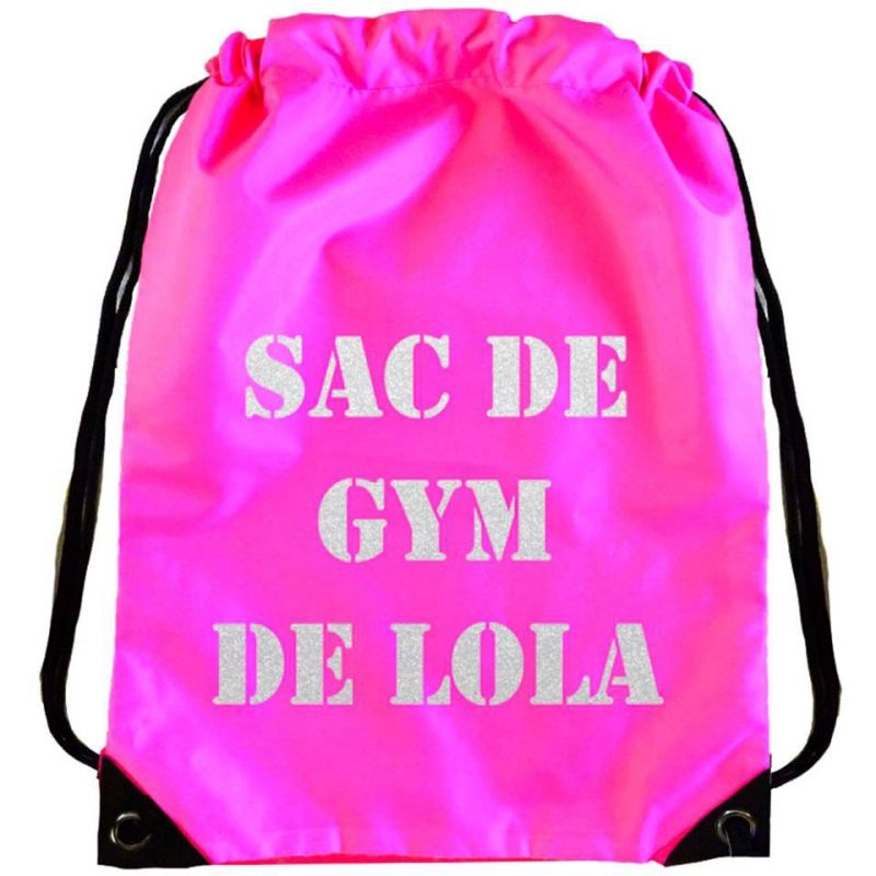 Sac à ficelles rose fluo (personnalisable) Les Griottes