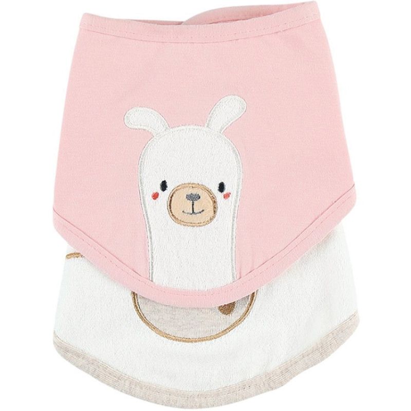 Lot de 2 bavoirs bandanas rose et écru Moris & Sacha Noukie's