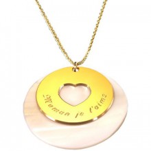 Collier Message du coeur (plaqué or jaune et nacre)  par Petits trésors
