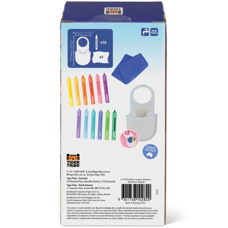 Boîte de 12 crayons pour le bain Arc-en-ciel Tiger Tribe Packaging 10