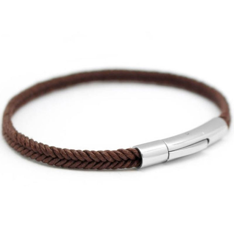 Bracelet homme Le Tressé marron acier (personnalisable) Petits trésors