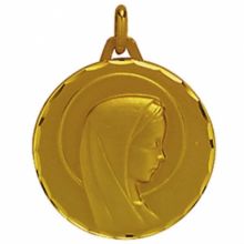Médaille ronde Vierge auréolée 16 mm (or jaune 750°)  par Maison Augis