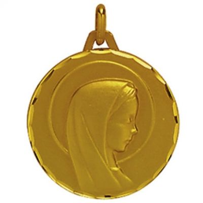 Médaille ronde Vierge auréolée 16 mm (or jaune 750°)