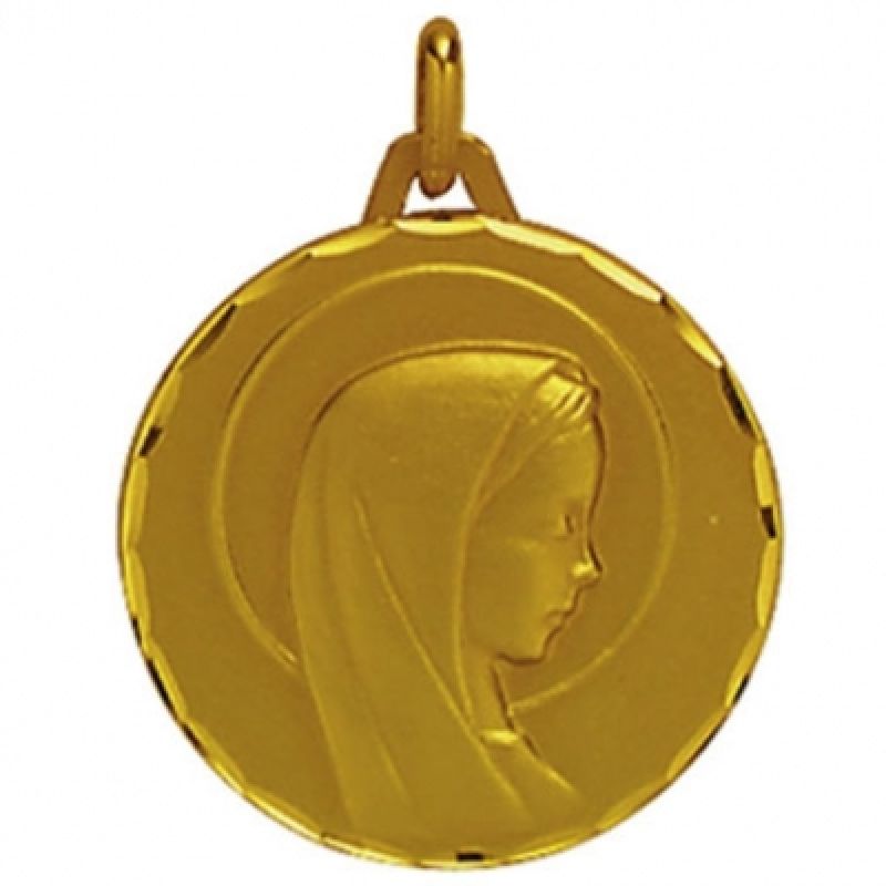 Médaille ronde Vierge auréolée 16 mm (or jaune 750°) Maison Augis