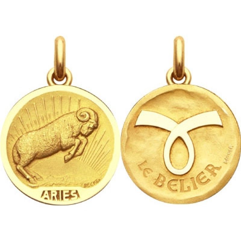 Médaille signe Bélier avec revers (or jaune 750°) Becker