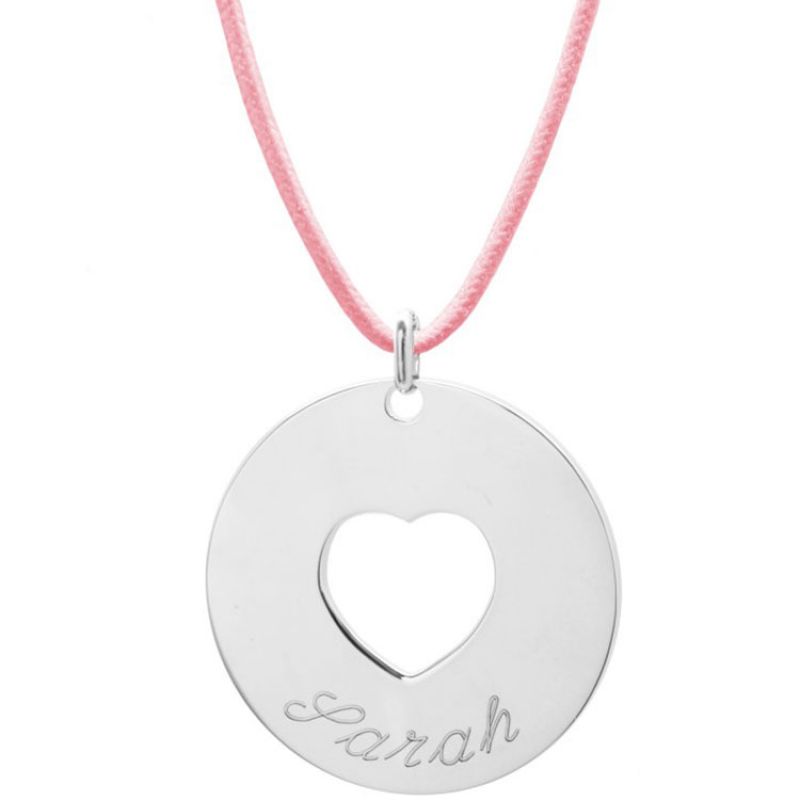 Pendentif sur cordon Message du coeur (argent 925°) Petits trésors