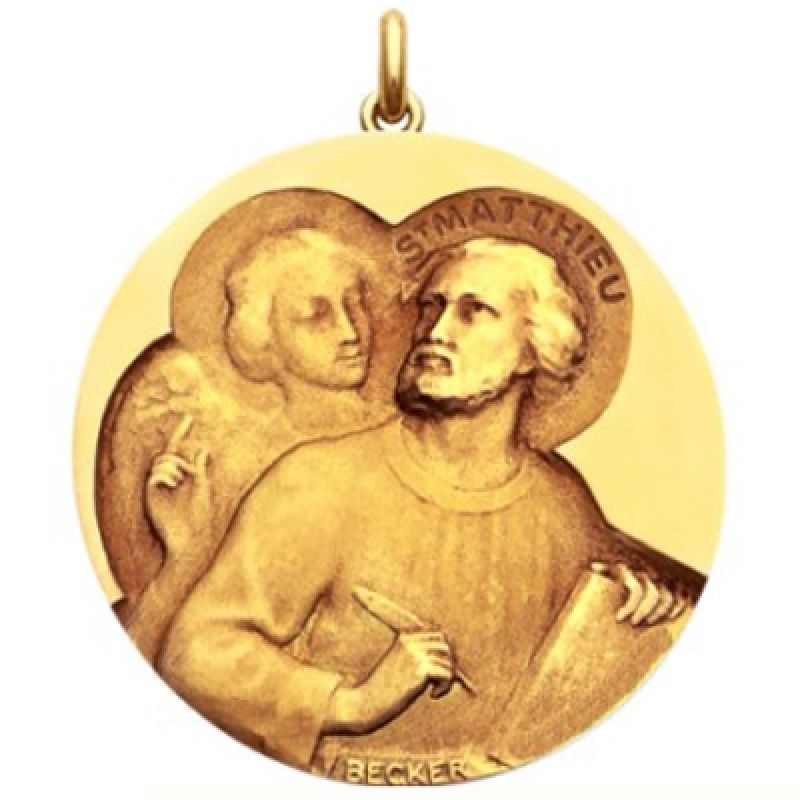 Médaille Saint Matthieu (or jaune 750°) Becker