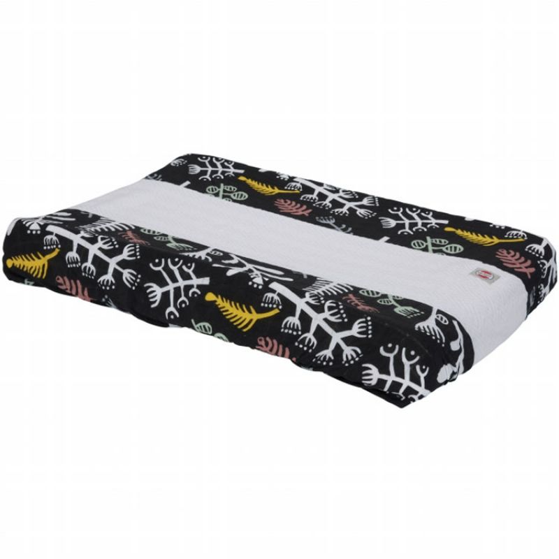 Housse de matelas à langer noire Raven Botanimal (70 x 90 cm) Lodger