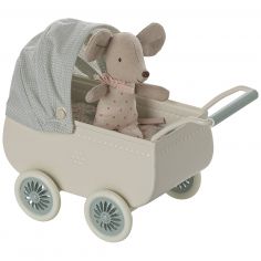 Landau avec bébé souris Menthe - Maileg