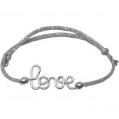 Bracelet cordon paillette Love argent (personnalisable)