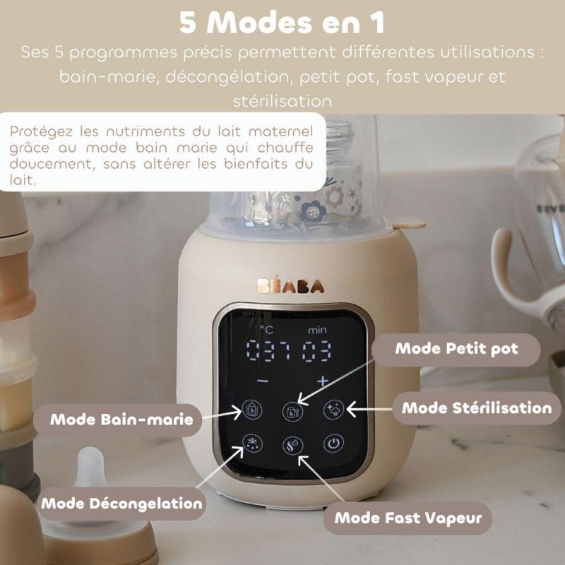 Chauffe Biberon Multi Milk 5 Programmes Argile Béaba Ambiance 7