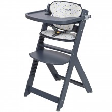 Chaise haute évolutive en bois Timba Grey Patches grise avec coussin  par Safety 1st