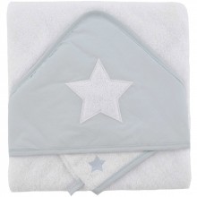 Cape de bain brodée et gant gris perle étoiles  par Domiva